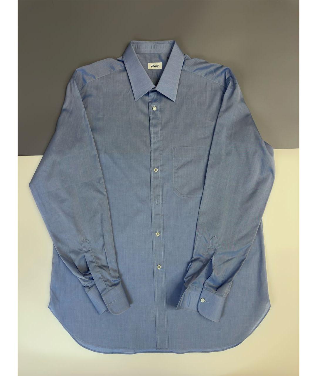 BRIONI Синяя хлопковая классическая рубашка, фото 4