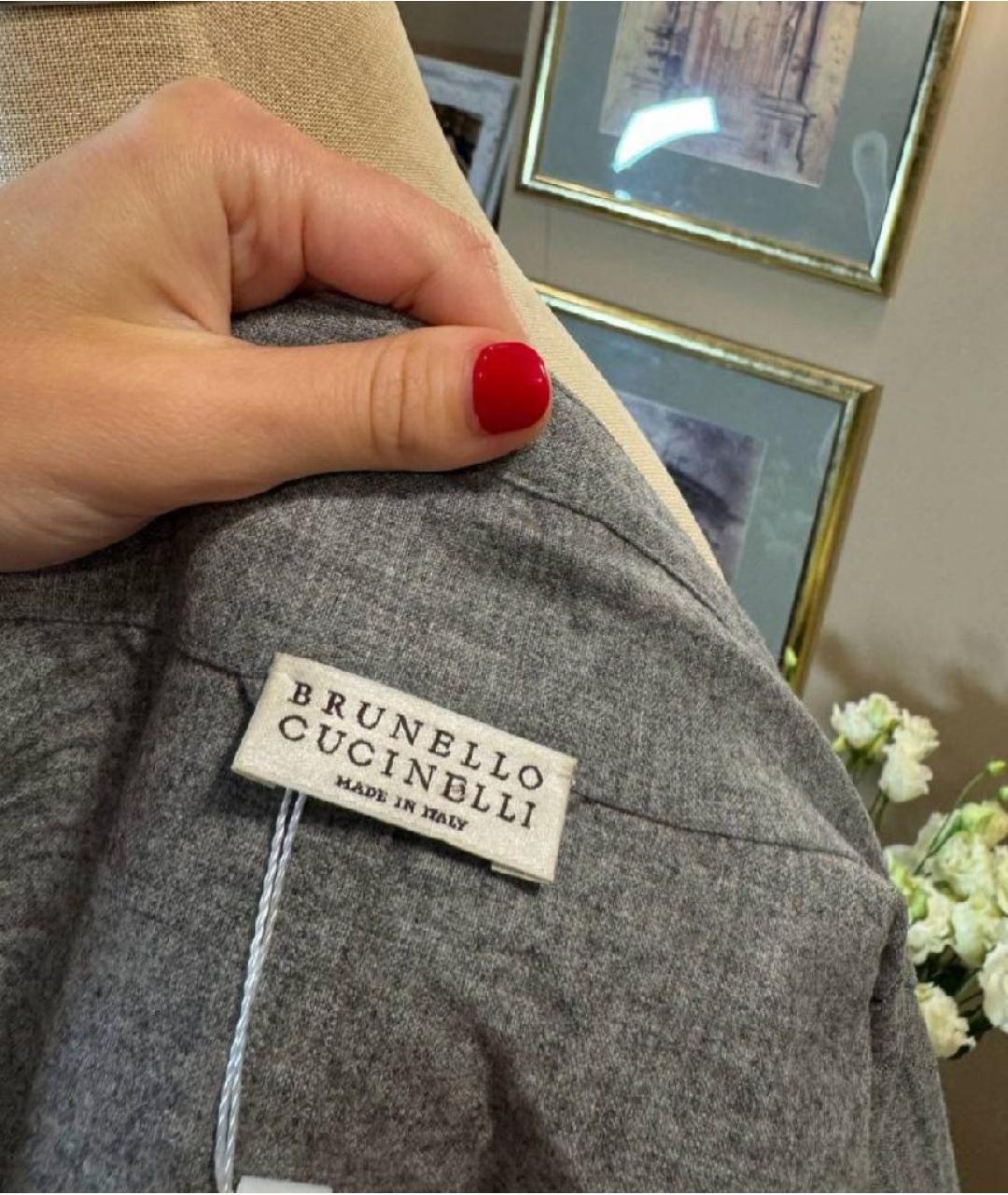 BRUNELLO CUCINELLI Серое пальто, фото 6