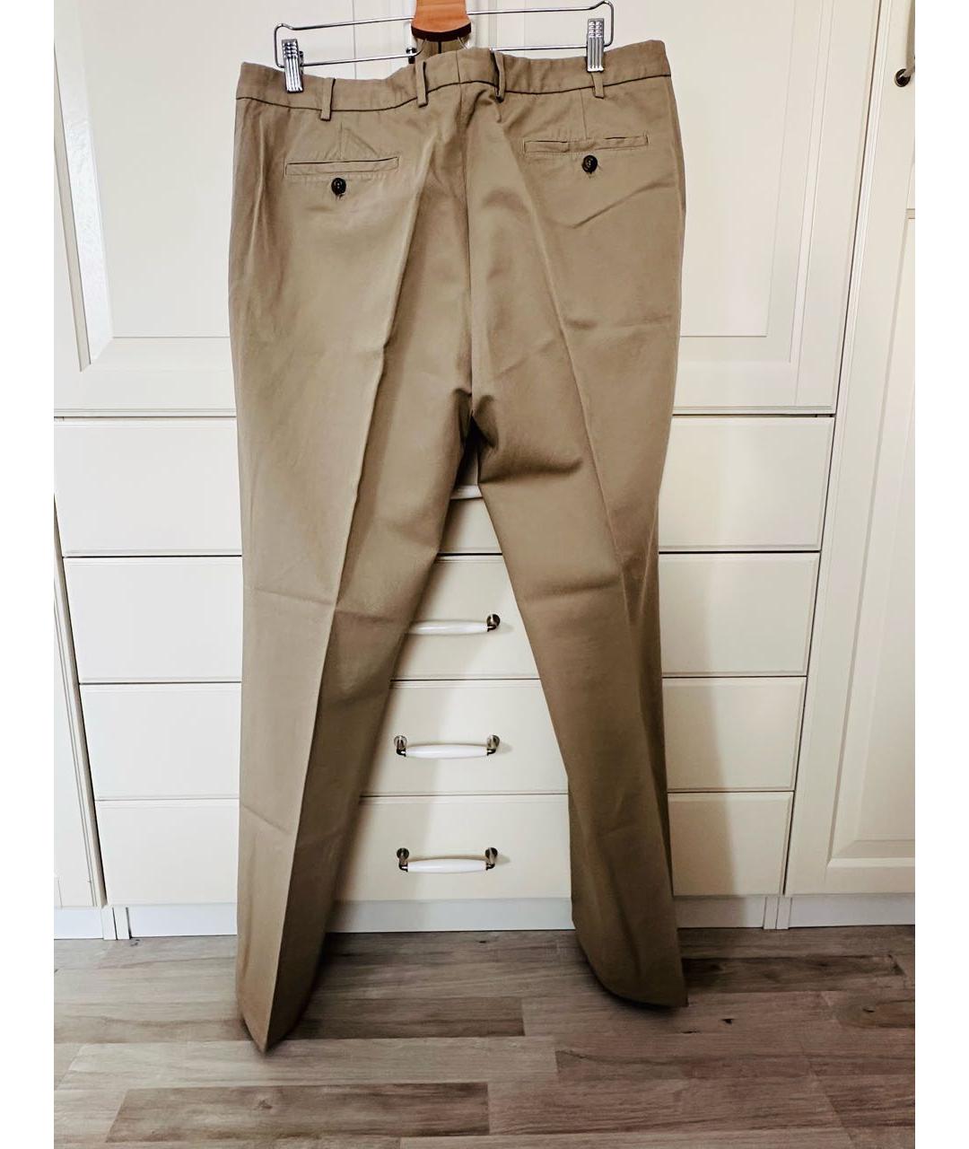 LORO PIANA Бежевые хлопковые повседневные брюки, фото 2
