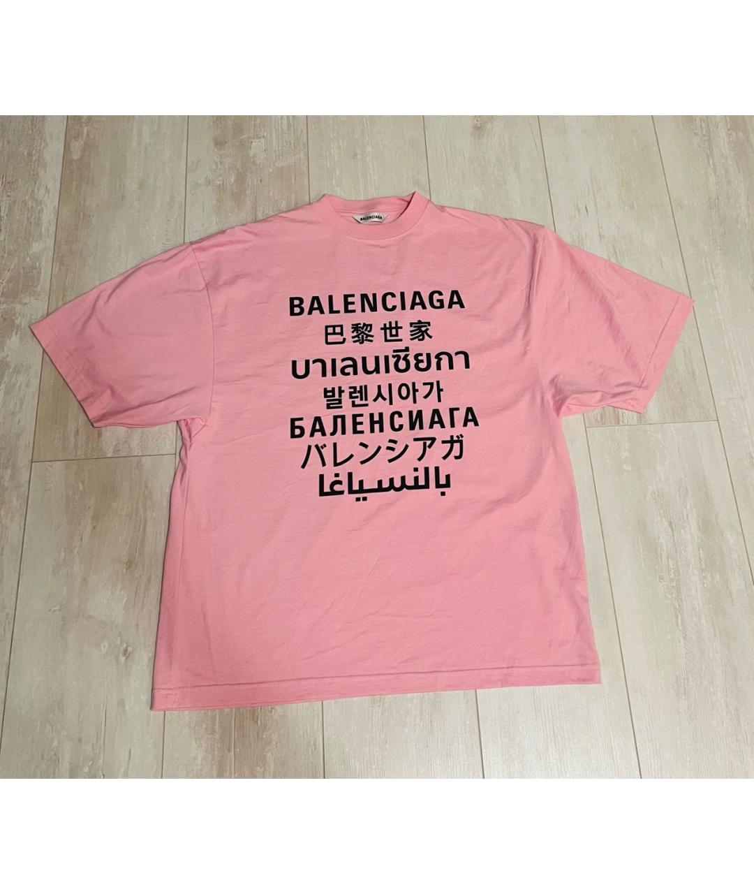 BALENCIAGA Розовая хлопковая футболка, фото 5