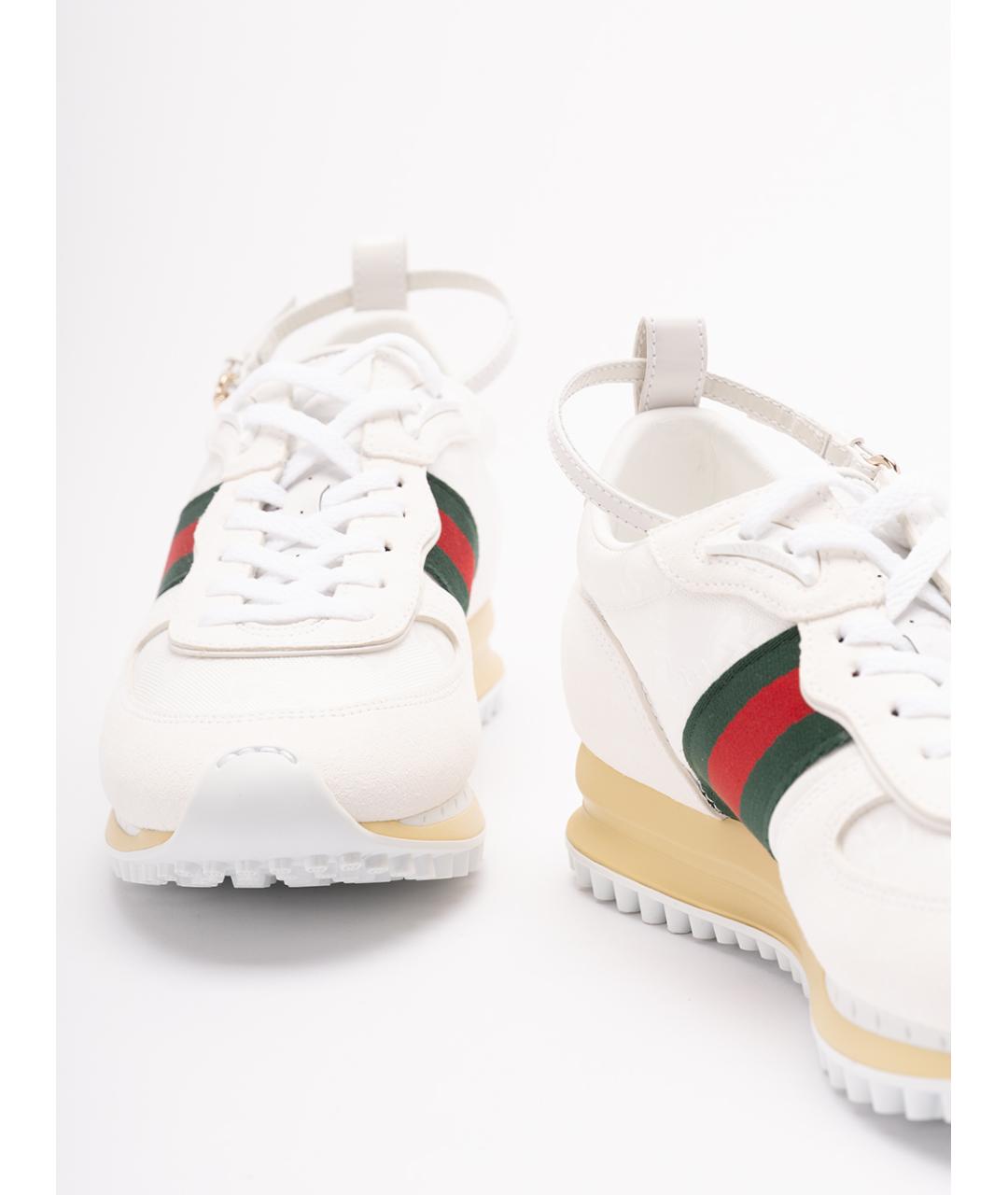 GUCCI Белые кожаные кроссовки, фото 5