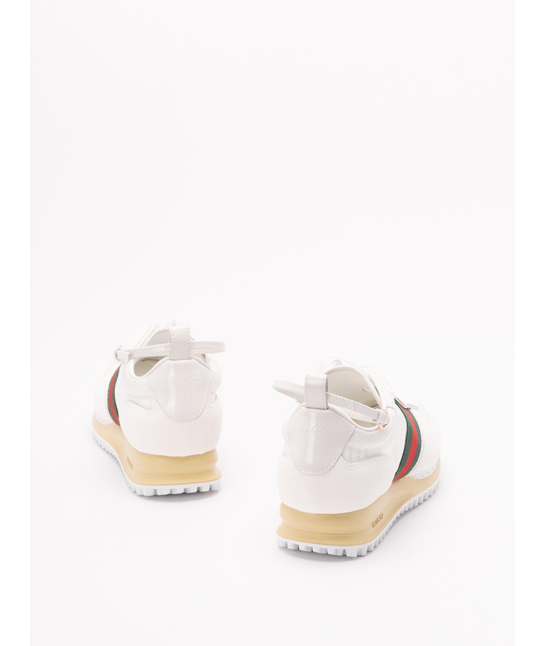 GUCCI Белые кожаные кроссовки, фото 3