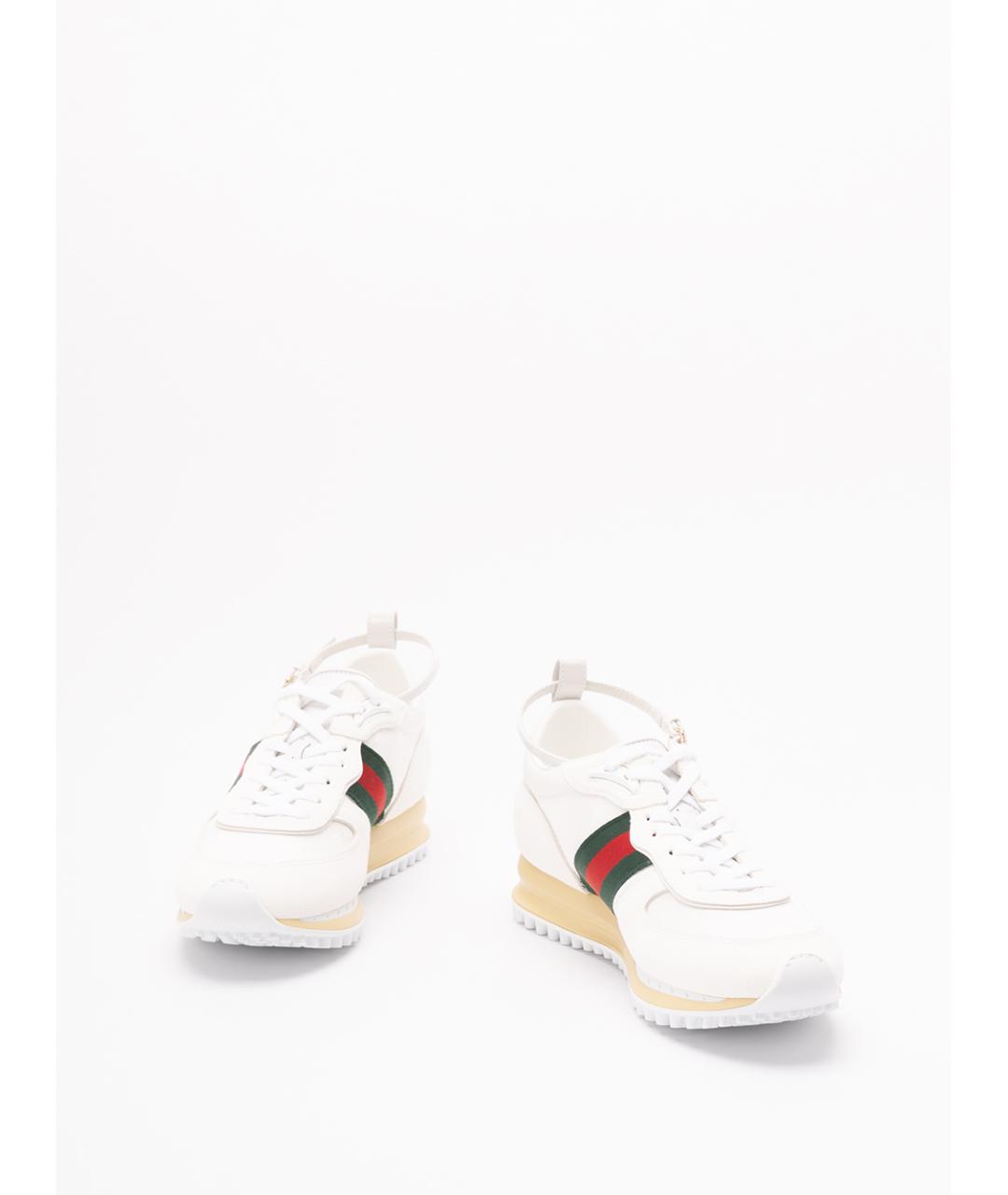 GUCCI Белые кожаные кроссовки, фото 2