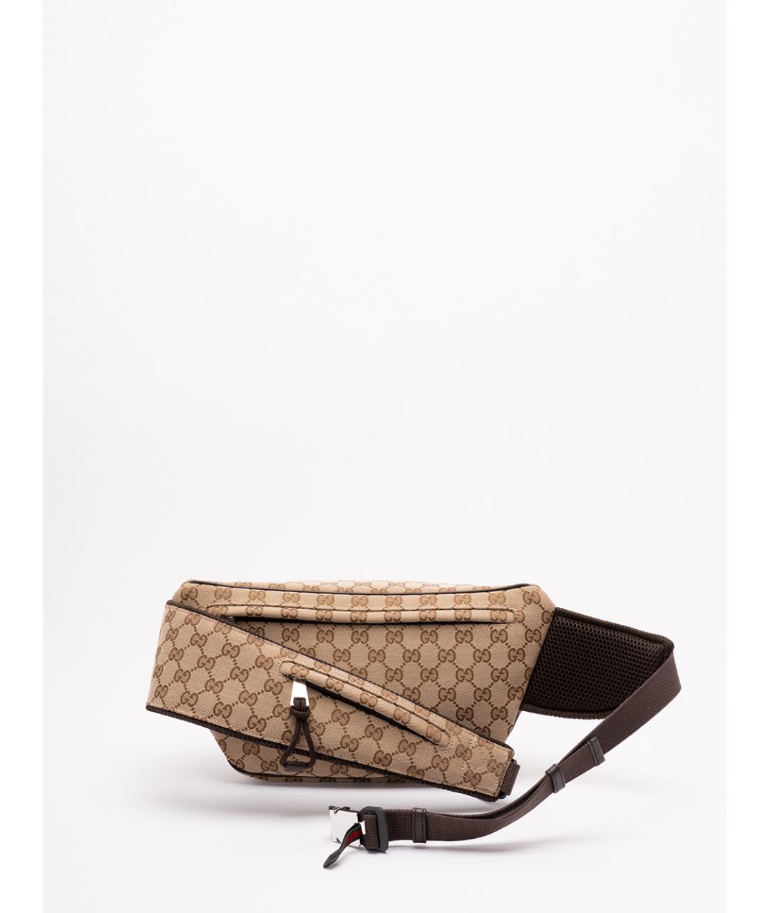 GUCCI Бежевая тканевая поясная сумка, фото 2