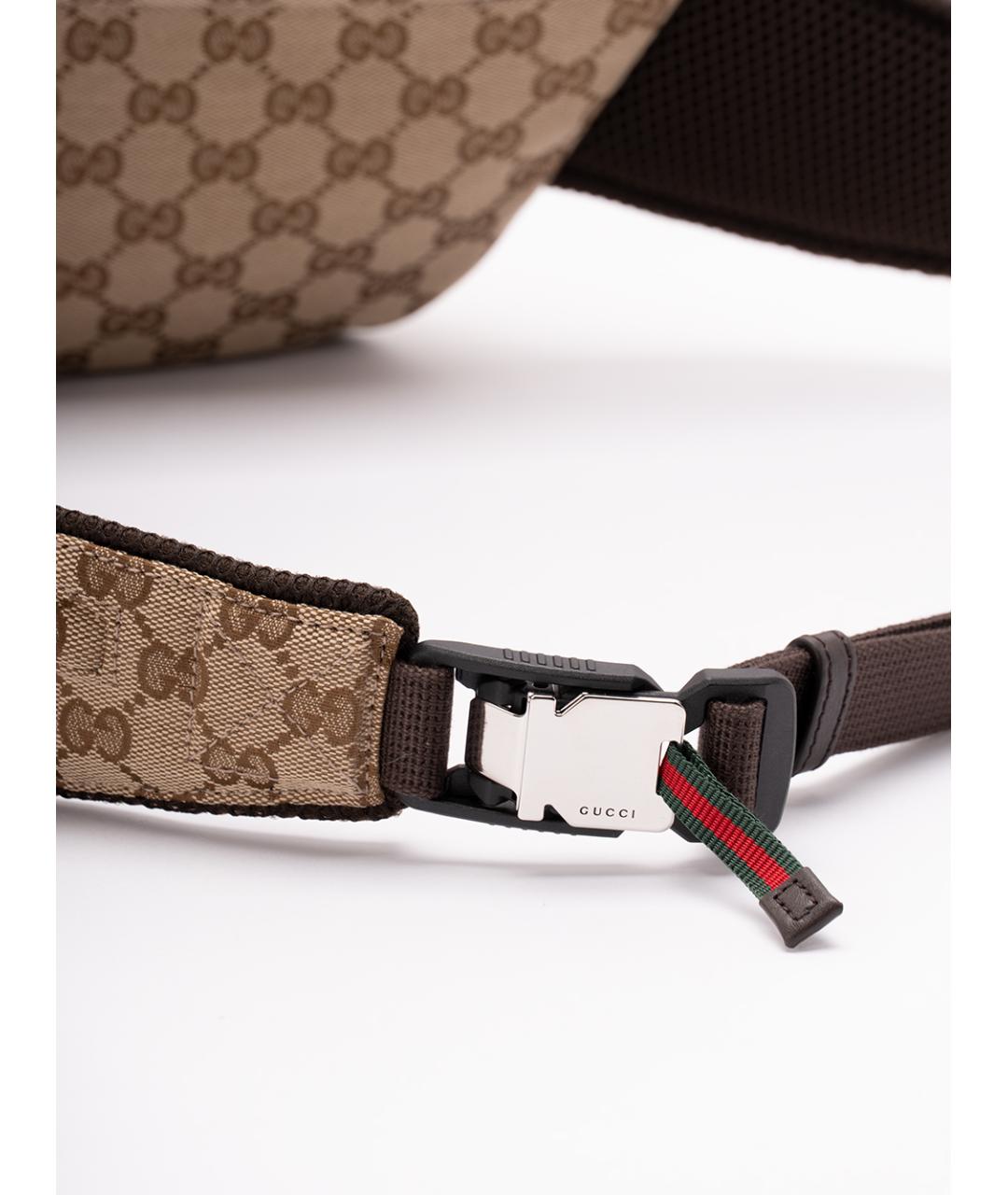 GUCCI Бежевая тканевая поясная сумка, фото 4