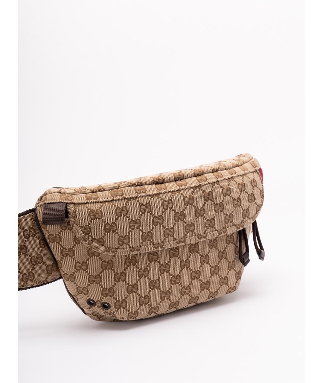 GUCCI Бежевая тканевая поясная сумка, фото 3