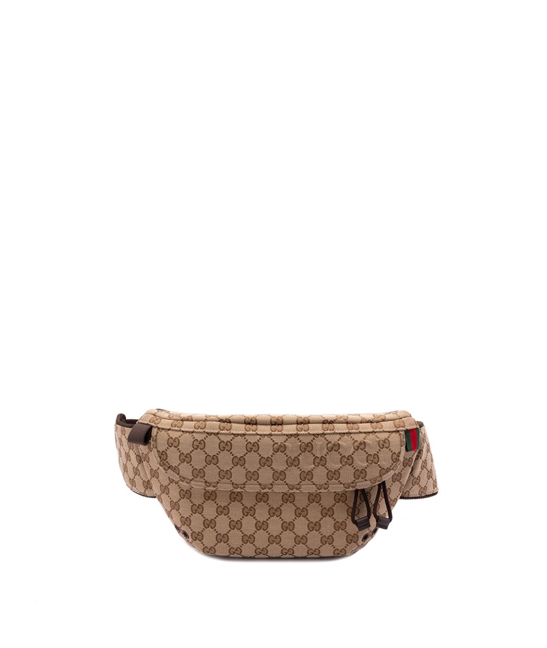 GUCCI Бежевая тканевая поясная сумка, фото 1