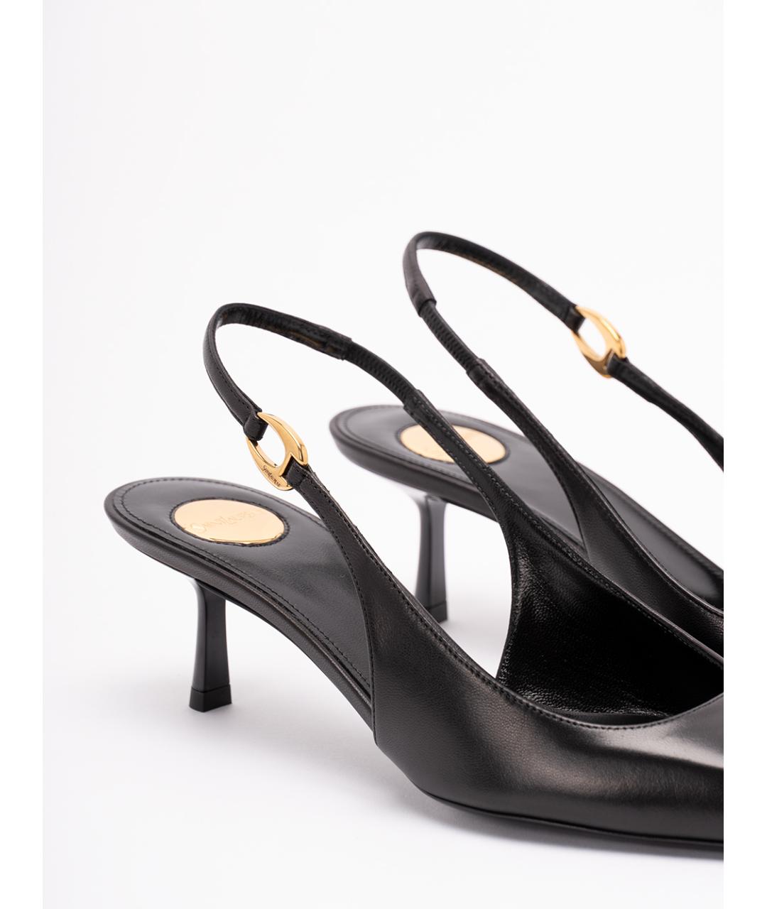 SAINT LAURENT Черные кожаные туфли, фото 5