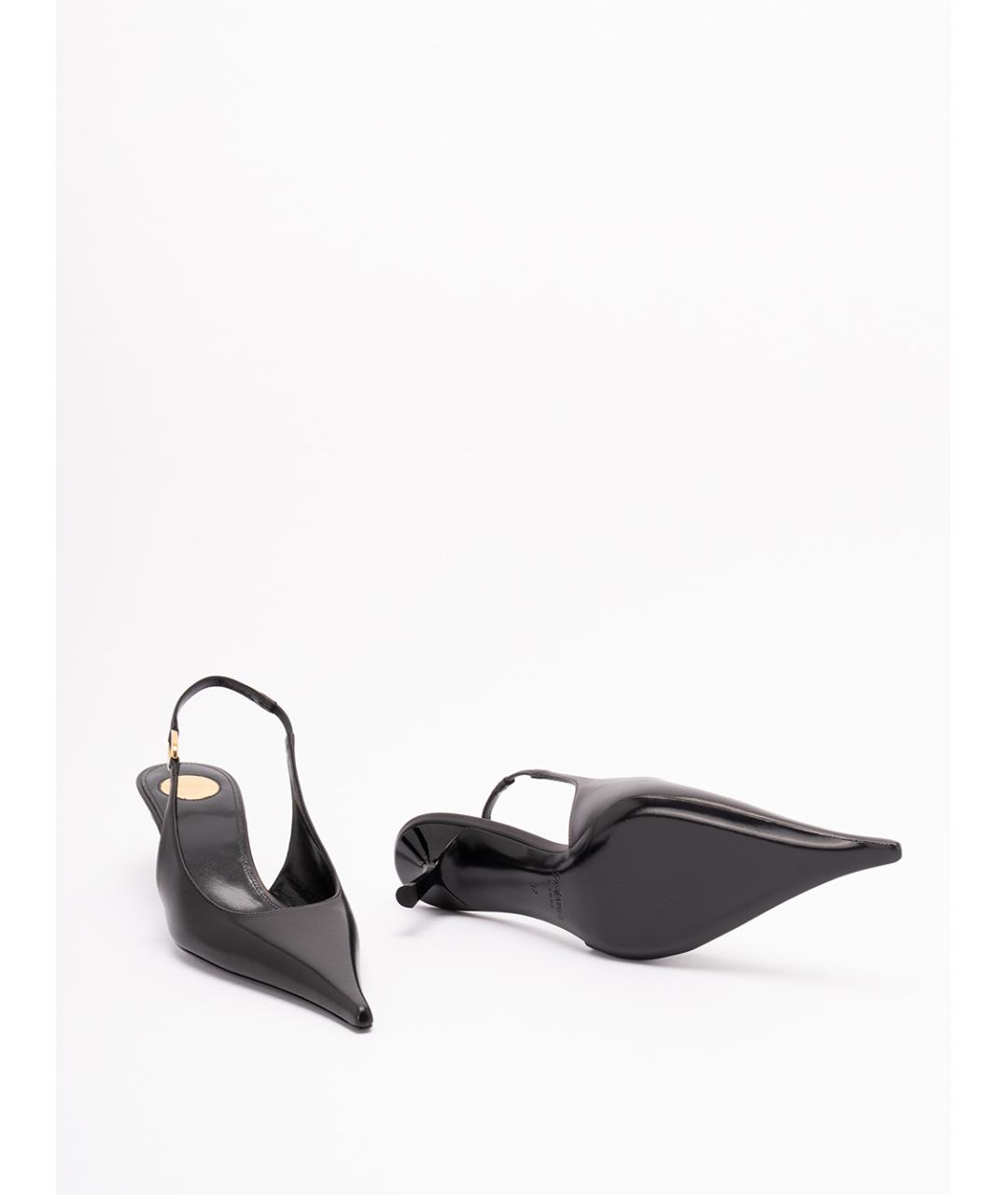 SAINT LAURENT Черные кожаные туфли, фото 4