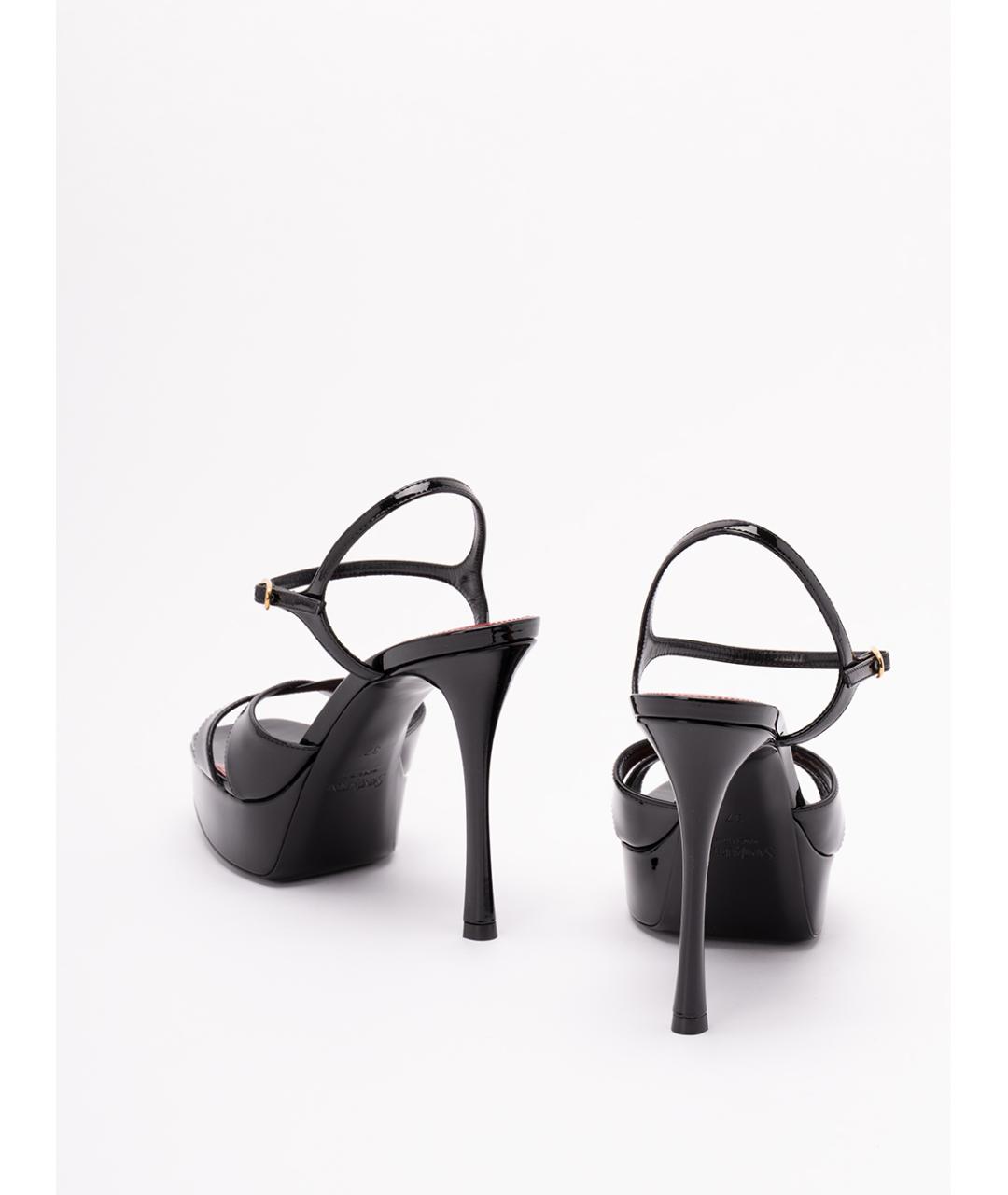 SAINT LAURENT Черные кожаные сандалии, фото 3