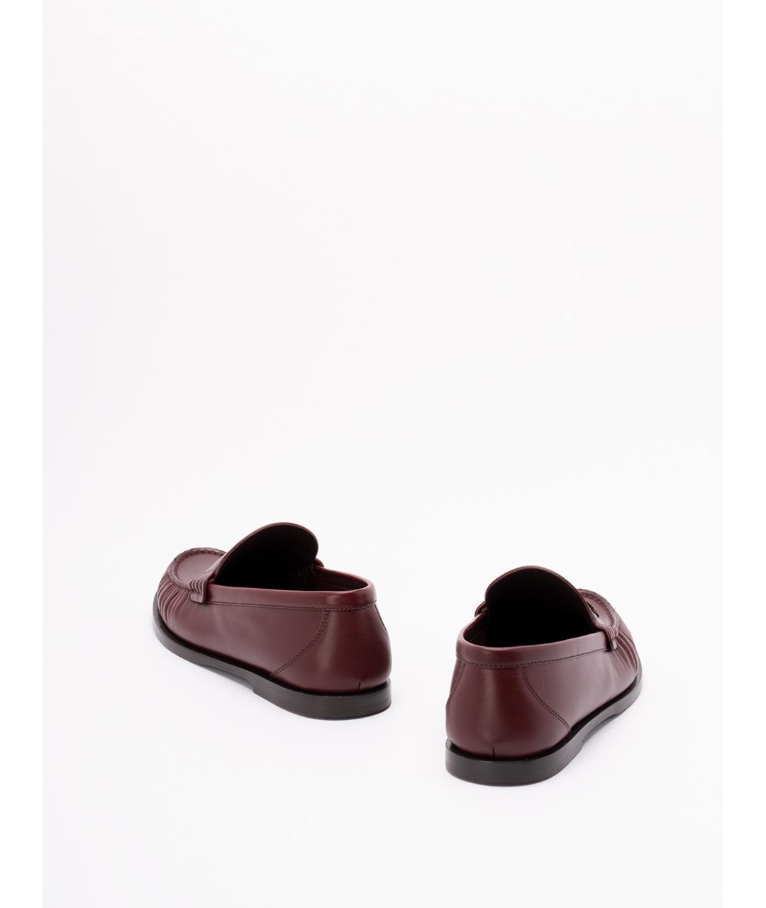 SAINT LAURENT Бордовые кожаные лоферы, фото 3