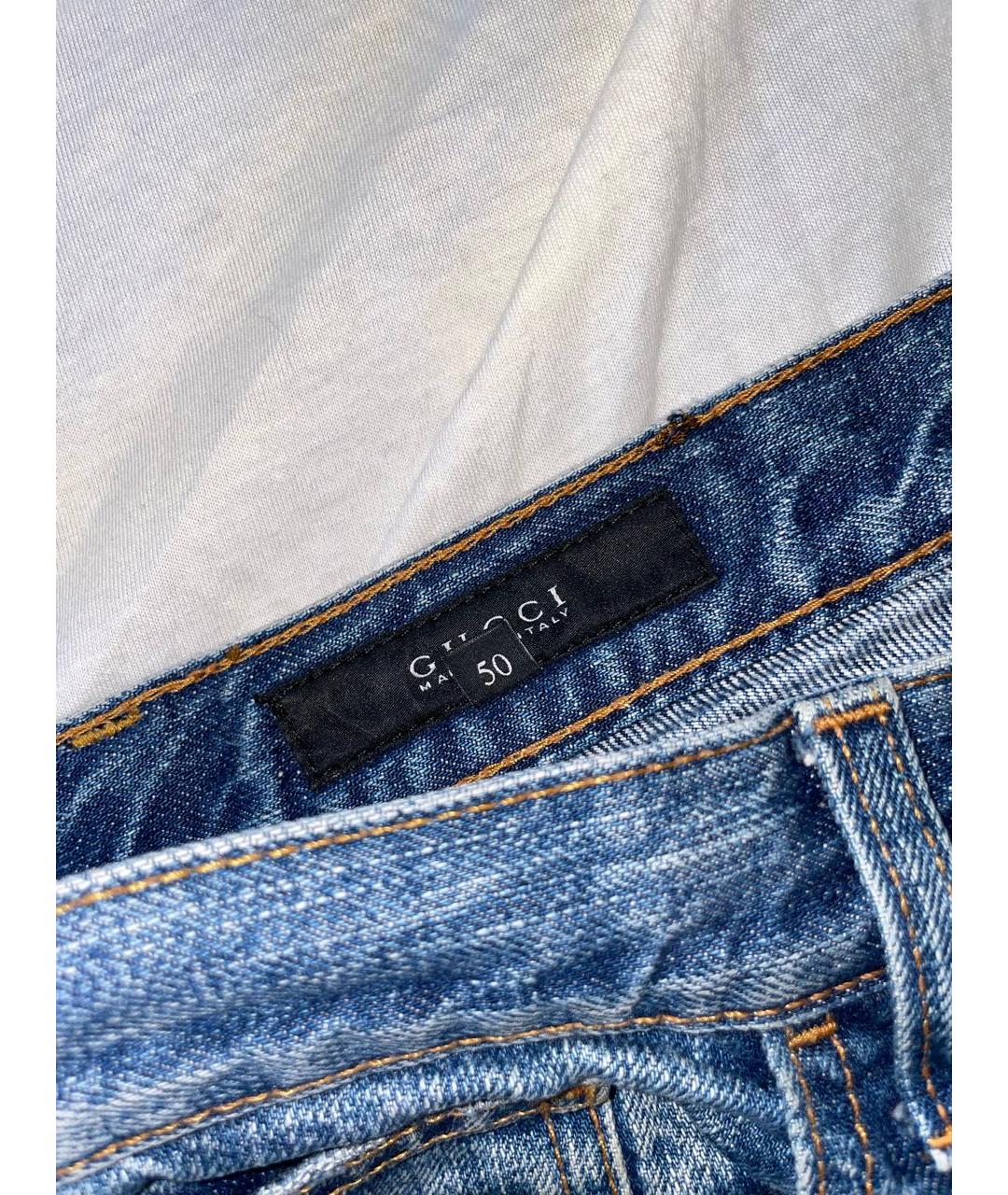 GUCCI Темно-синие хлопковые прямые джинсы, фото 6