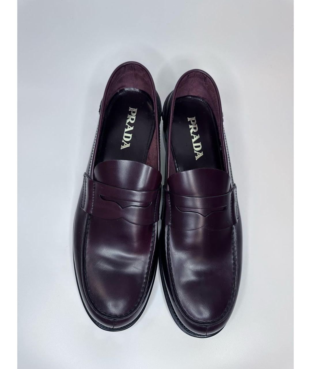 PRADA Бордовые кожаные лоферы, фото 7