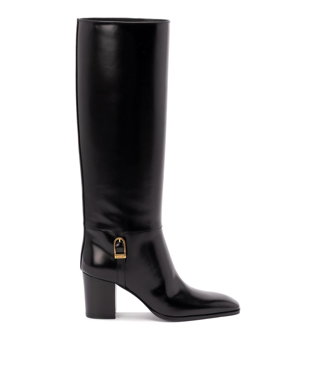 SAINT LAURENT Черные кожаные ботинки, фото 1