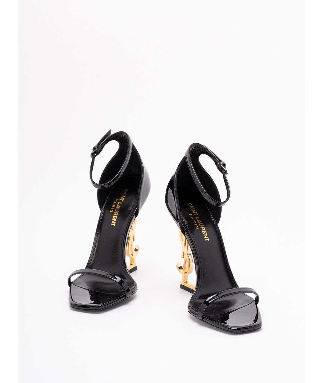 SAINT LAURENT Черные кожаные босоножки, фото 2