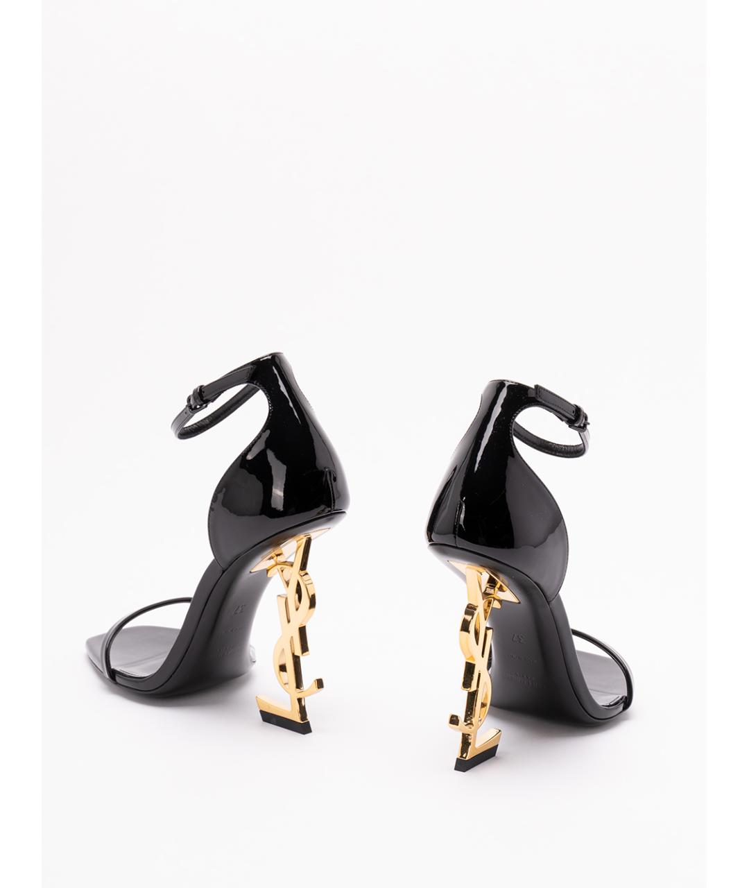 SAINT LAURENT Черные кожаные босоножки, фото 3
