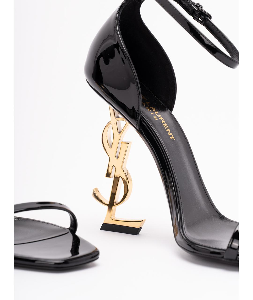 SAINT LAURENT Черные кожаные босоножки, фото 5