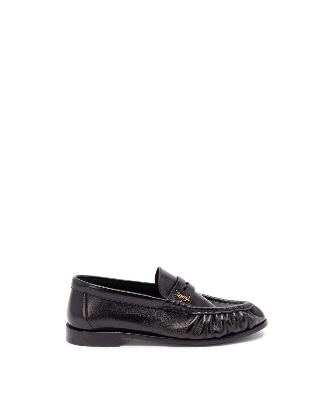SAINT LAURENT Черные кожаные лоферы, фото 1