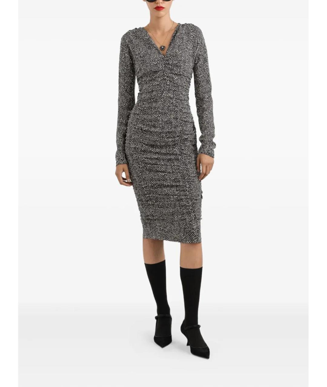 DOLCE&GABBANA Черное шелковое повседневное платье, фото 2