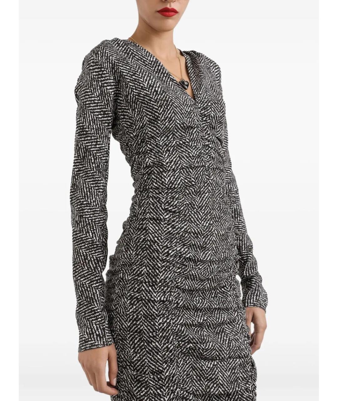 DOLCE&GABBANA Черное шелковое повседневное платье, фото 4