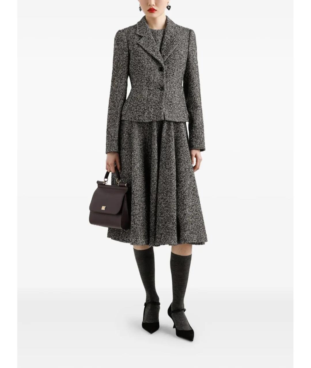 DOLCE&GABBANA Серое шерстяное повседневное платье, фото 2