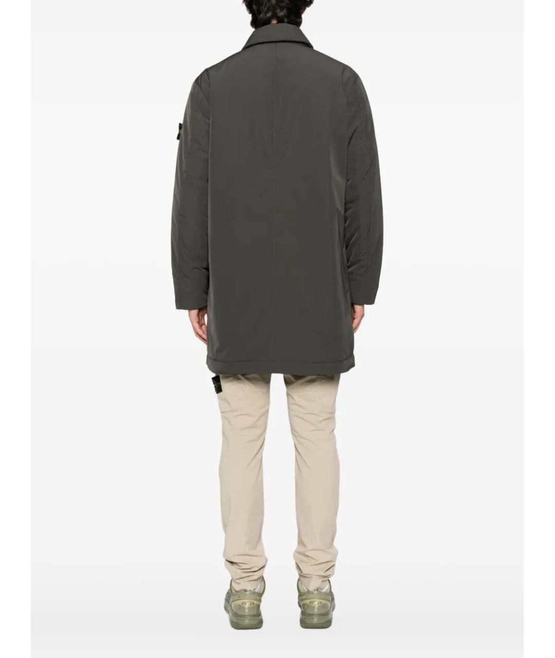 STONE ISLAND Серое полиэстеровое пальто, фото 5