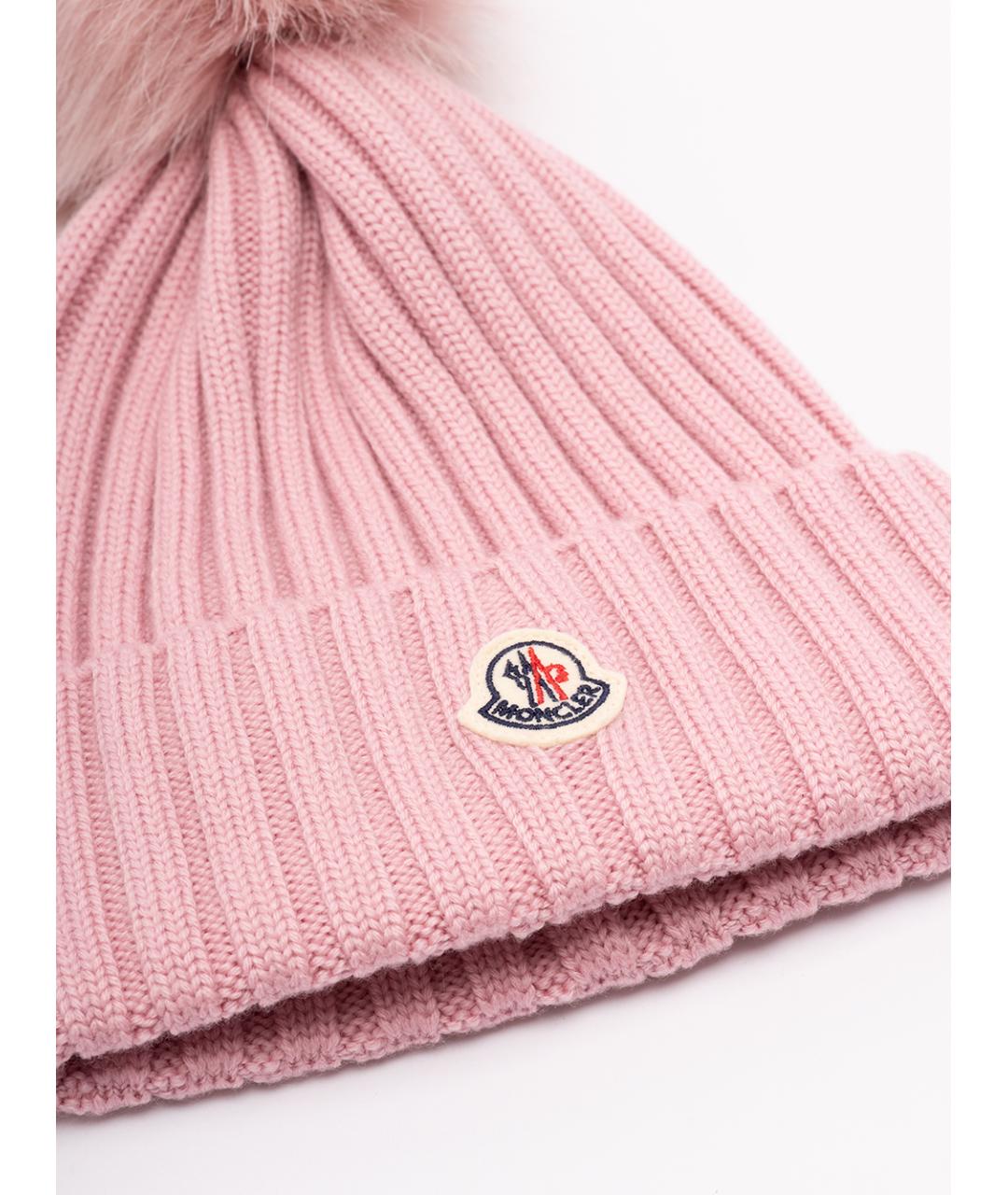 MONCLER Розовая шерстяная шапка, фото 2