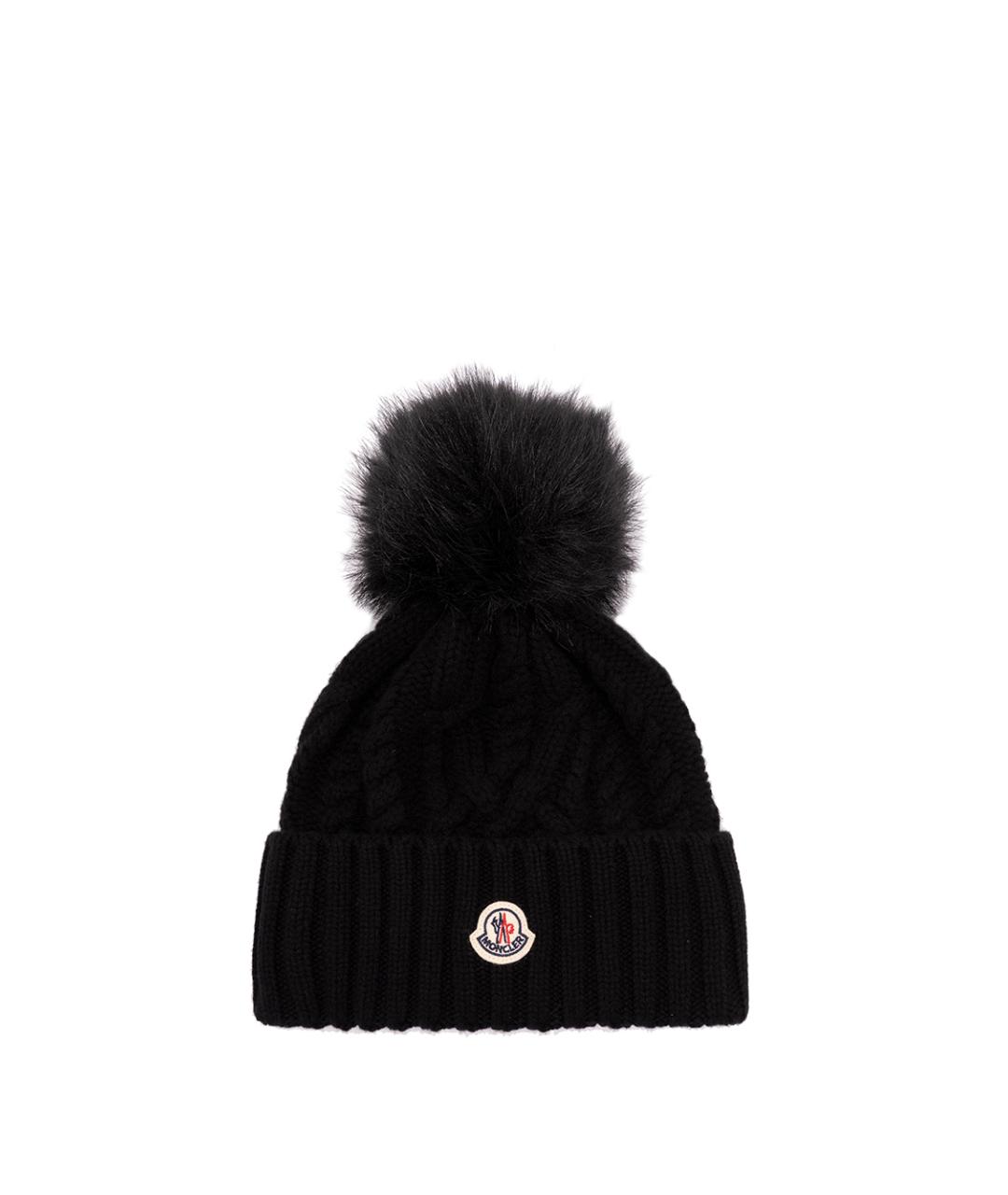 MONCLER Черная шерстяная шапка, фото 1