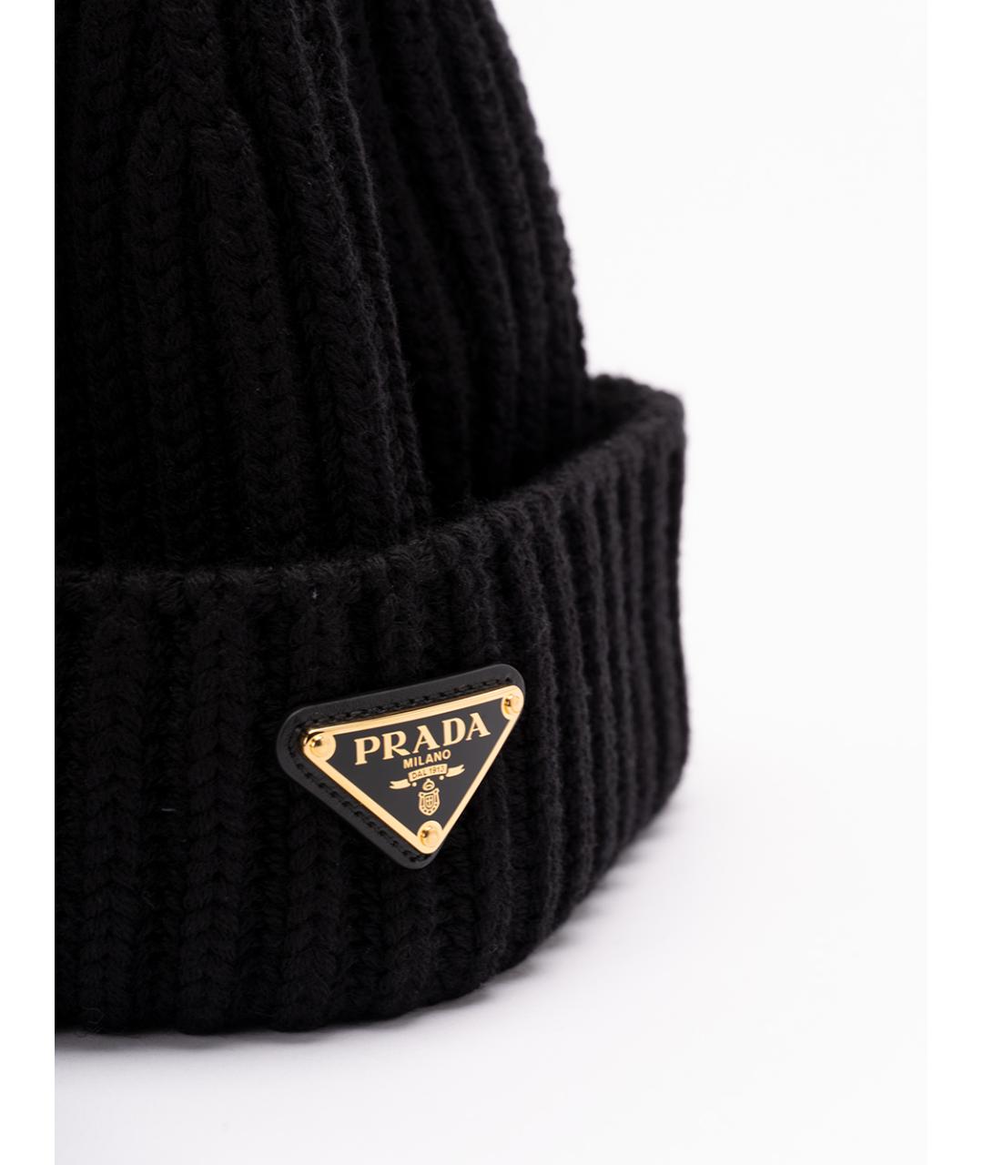 PRADA Черная шерстяная шапка, фото 3