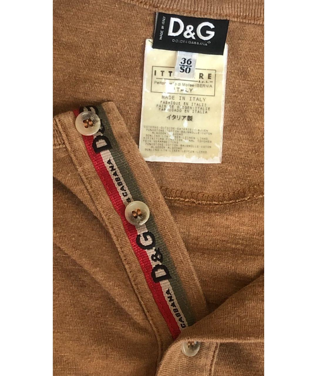 DOLCE&GABBANA Коричневая хлопковая футболка, фото 4