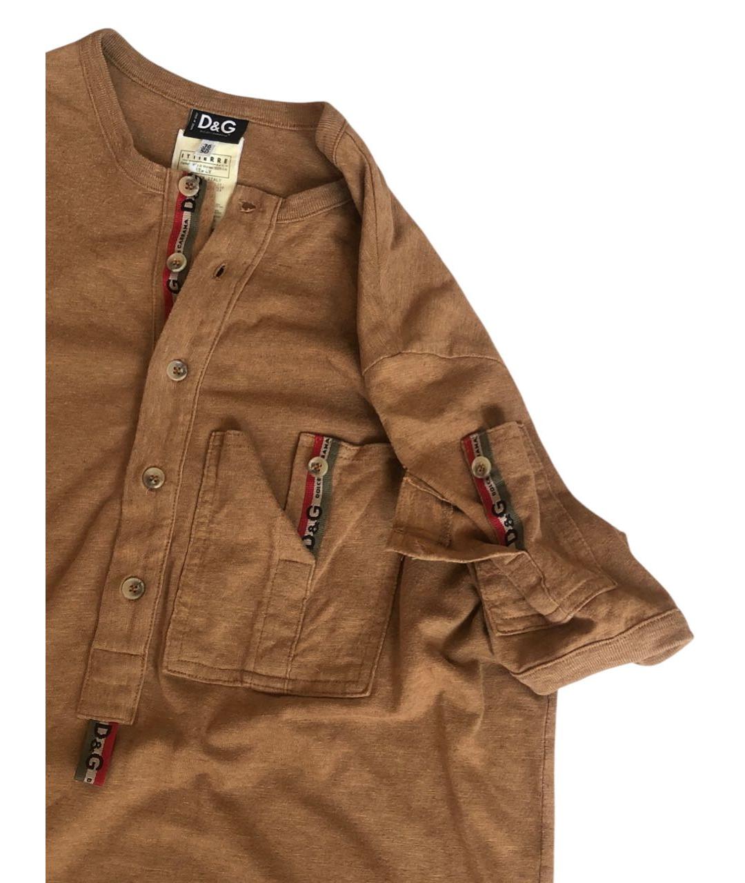 DOLCE&GABBANA Коричневая хлопковая футболка, фото 5