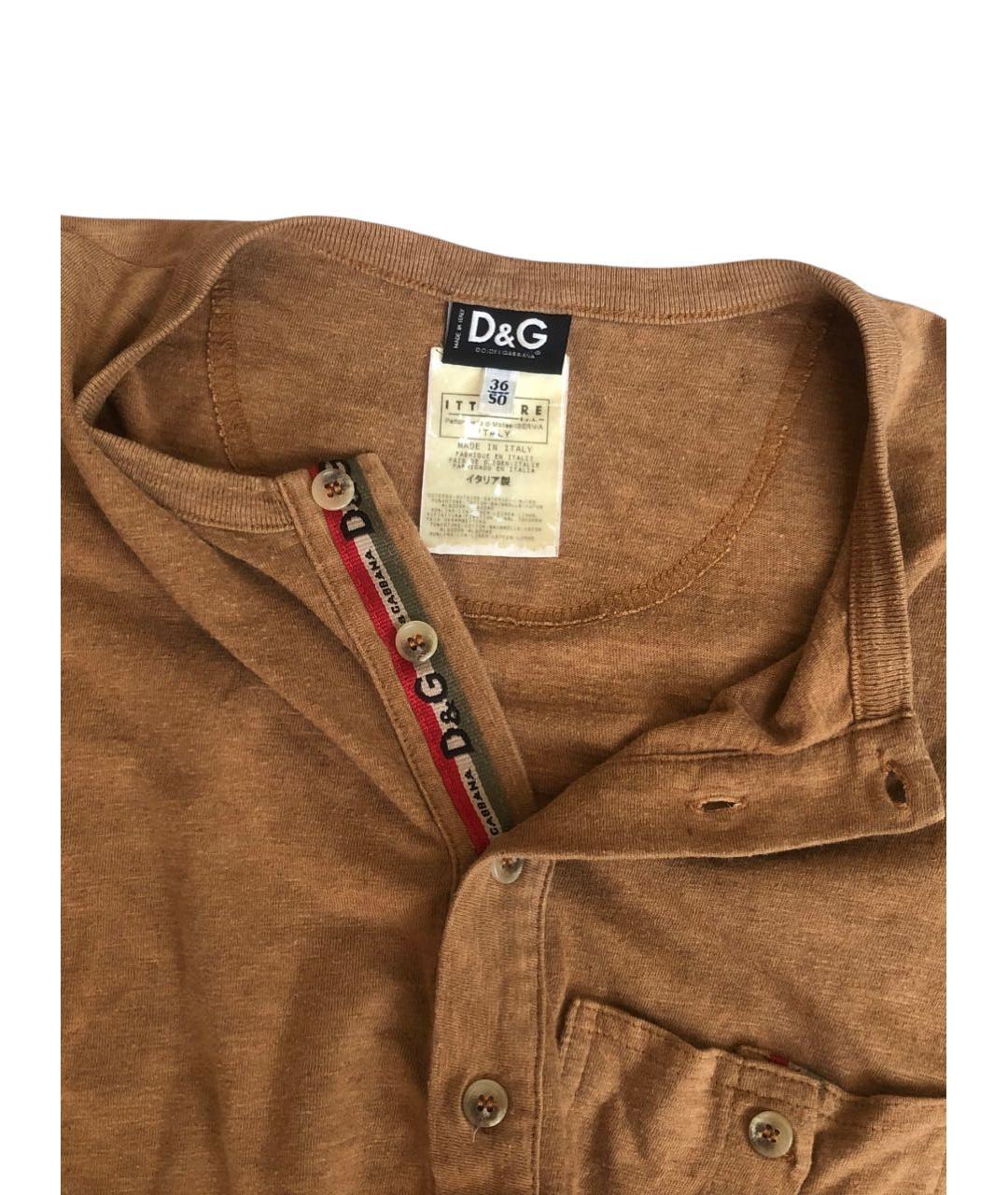 DOLCE&GABBANA Коричневая хлопковая футболка, фото 6