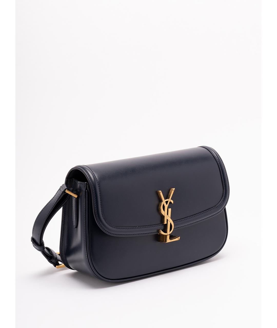 SAINT LAURENT Темно-синяя кожаная сумка через плечо, фото 3