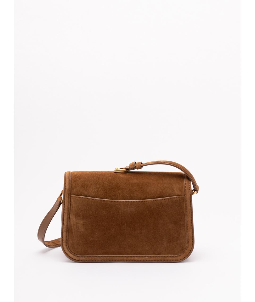 SAINT LAURENT Коричневая замшевая сумка через плечо, фото 2