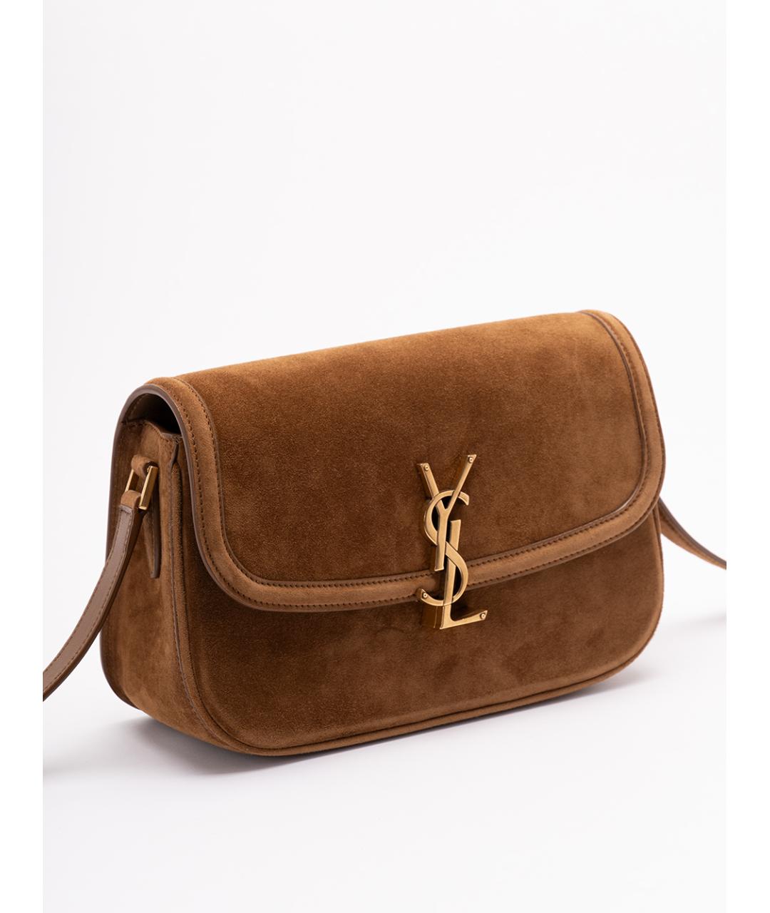 SAINT LAURENT Коричневая замшевая сумка через плечо, фото 3