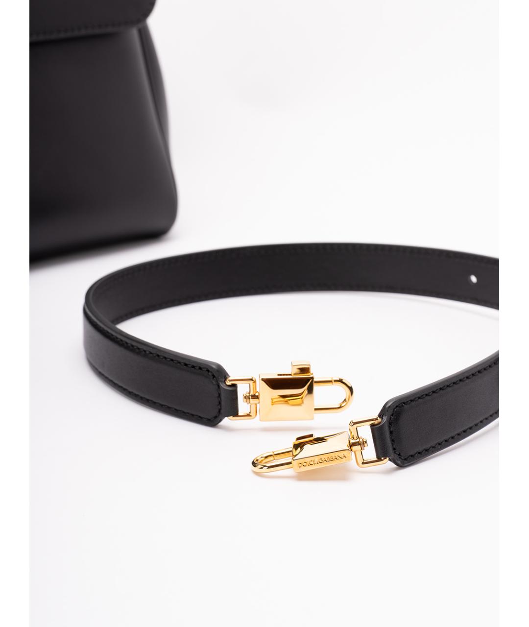 DOLCE&GABBANA Черная кожаная сумка с короткими ручками, фото 5