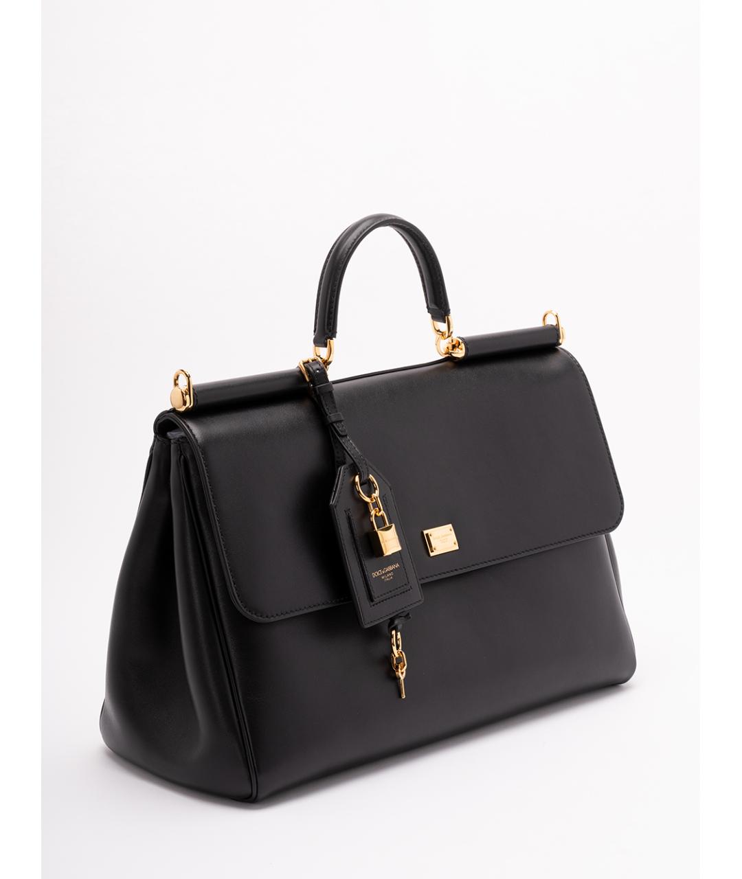 DOLCE&GABBANA Черная кожаная сумка с короткими ручками, фото 3