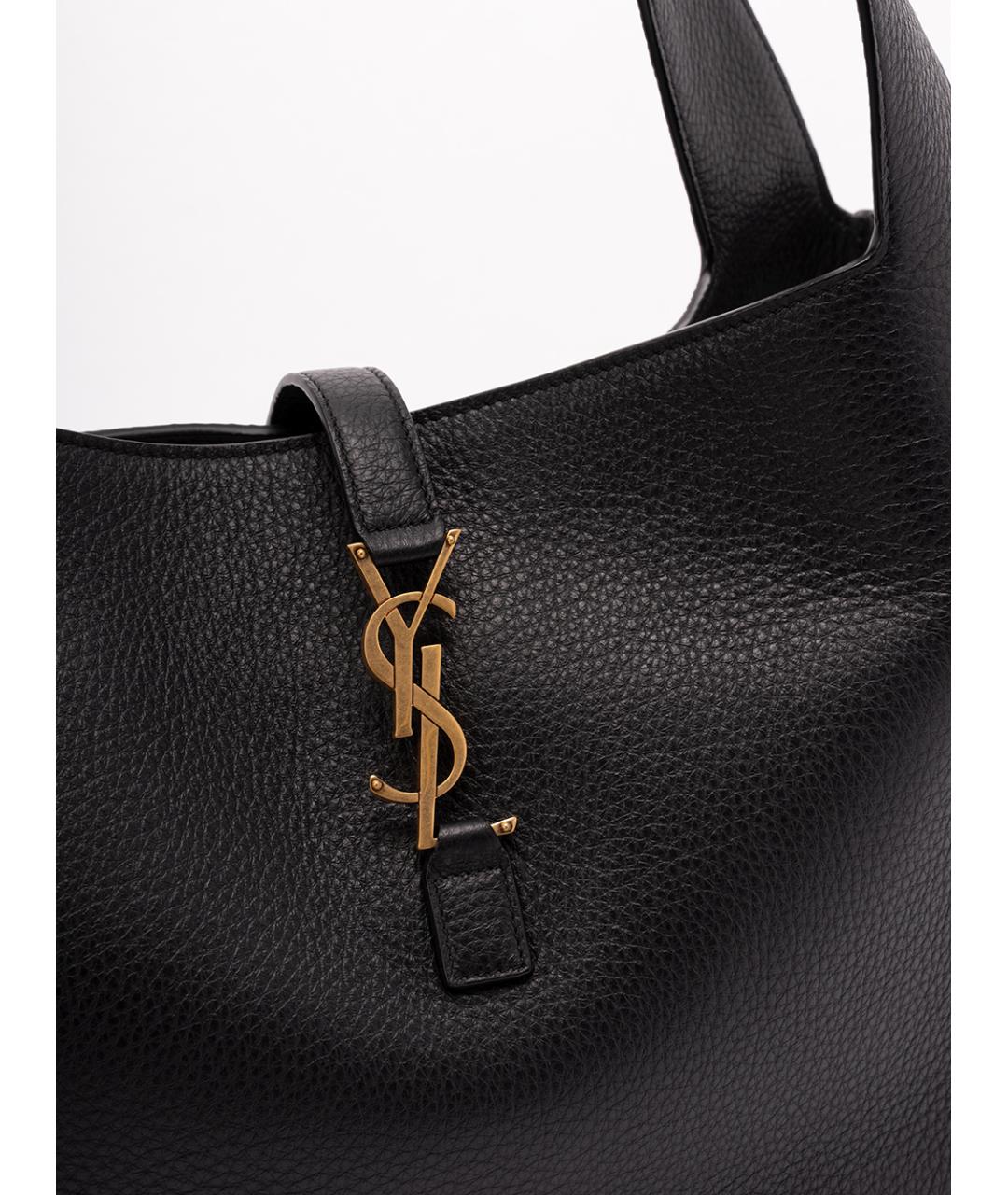 SAINT LAURENT Черная кожаная сумка тоут, фото 4