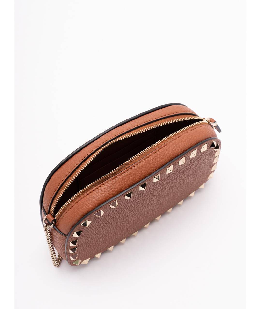 VALENTINO Коричневая кожаная сумка через плечо, фото 5