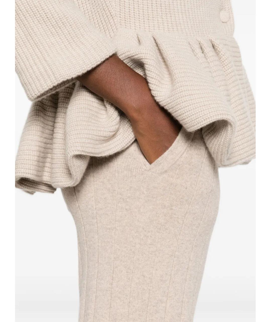 MAX MARA Бежевые кашемировые прямые брюки, фото 5