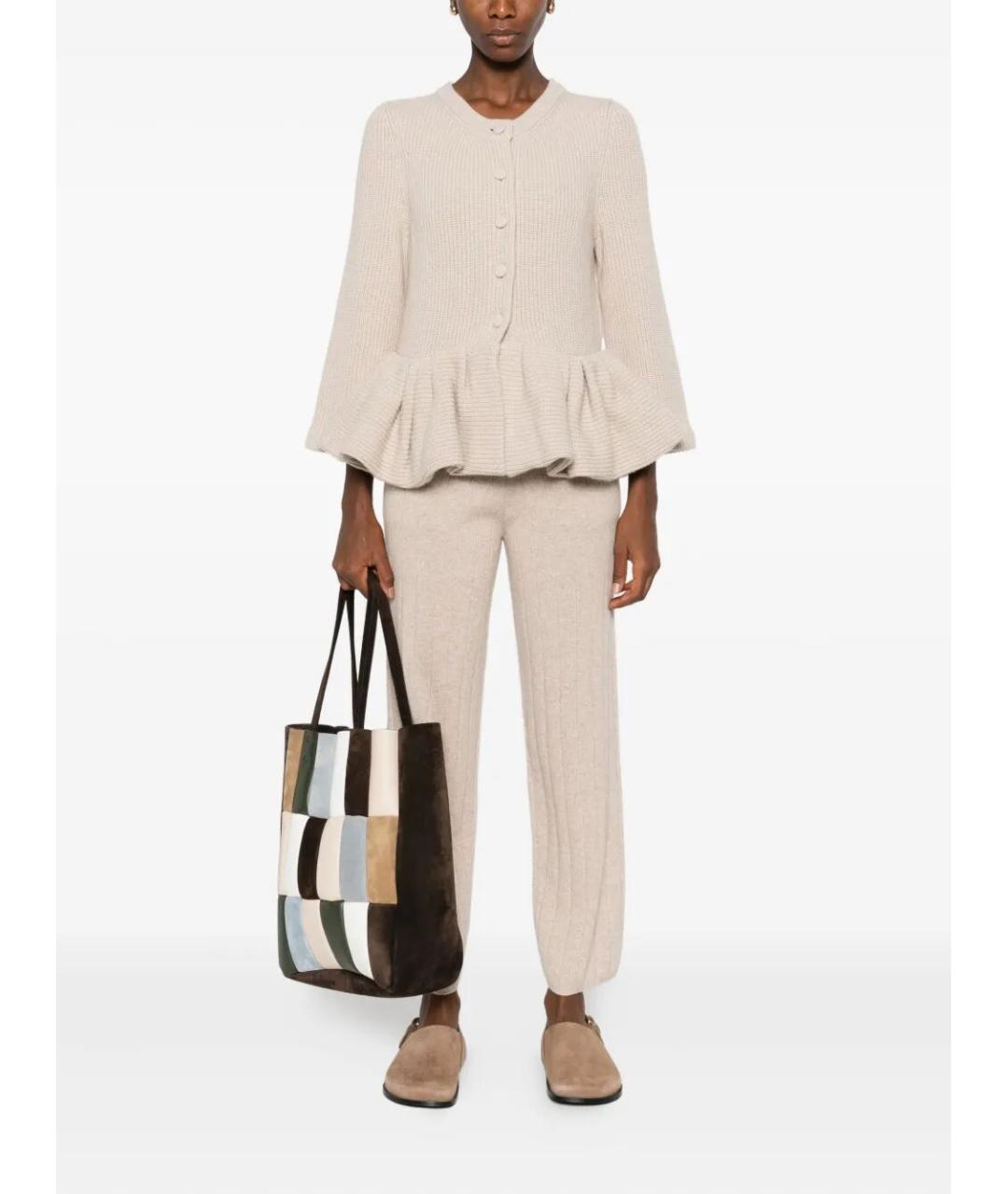 MAX MARA Бежевые кашемировые прямые брюки, фото 2