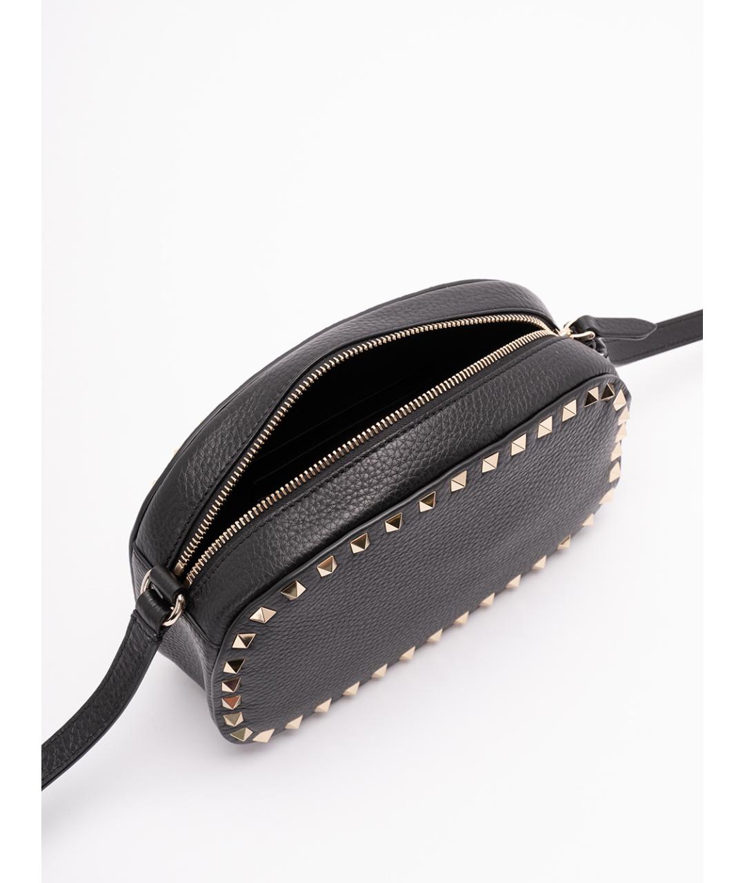 VALENTINO Черная кожаная сумка через плечо, фото 5