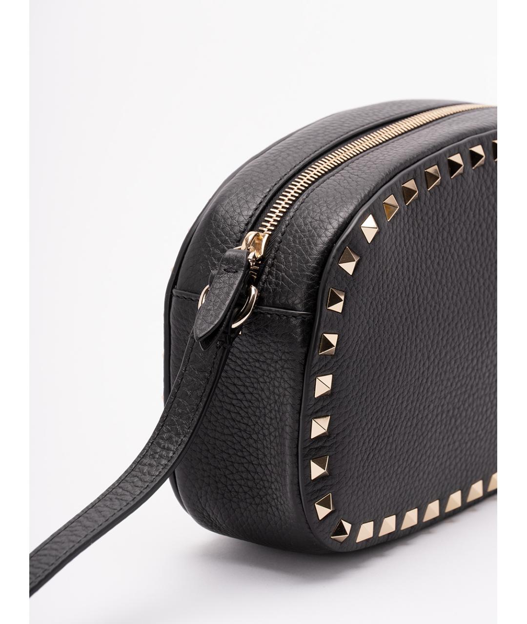 VALENTINO Черная кожаная сумка через плечо, фото 4