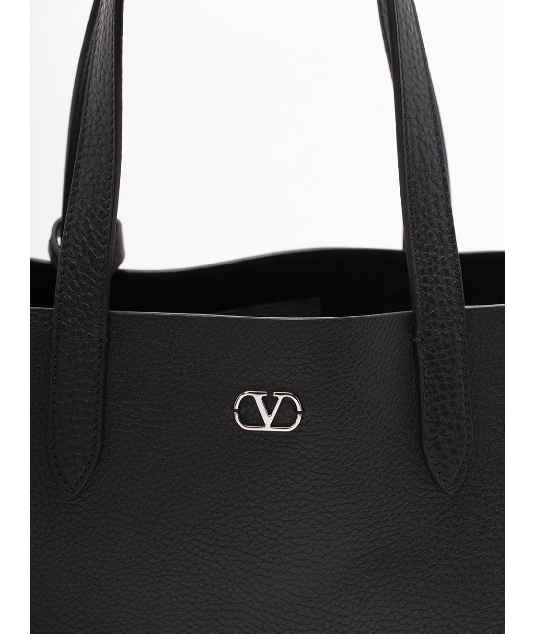 VALENTINO Черная кожаная сумка тоут, фото 4