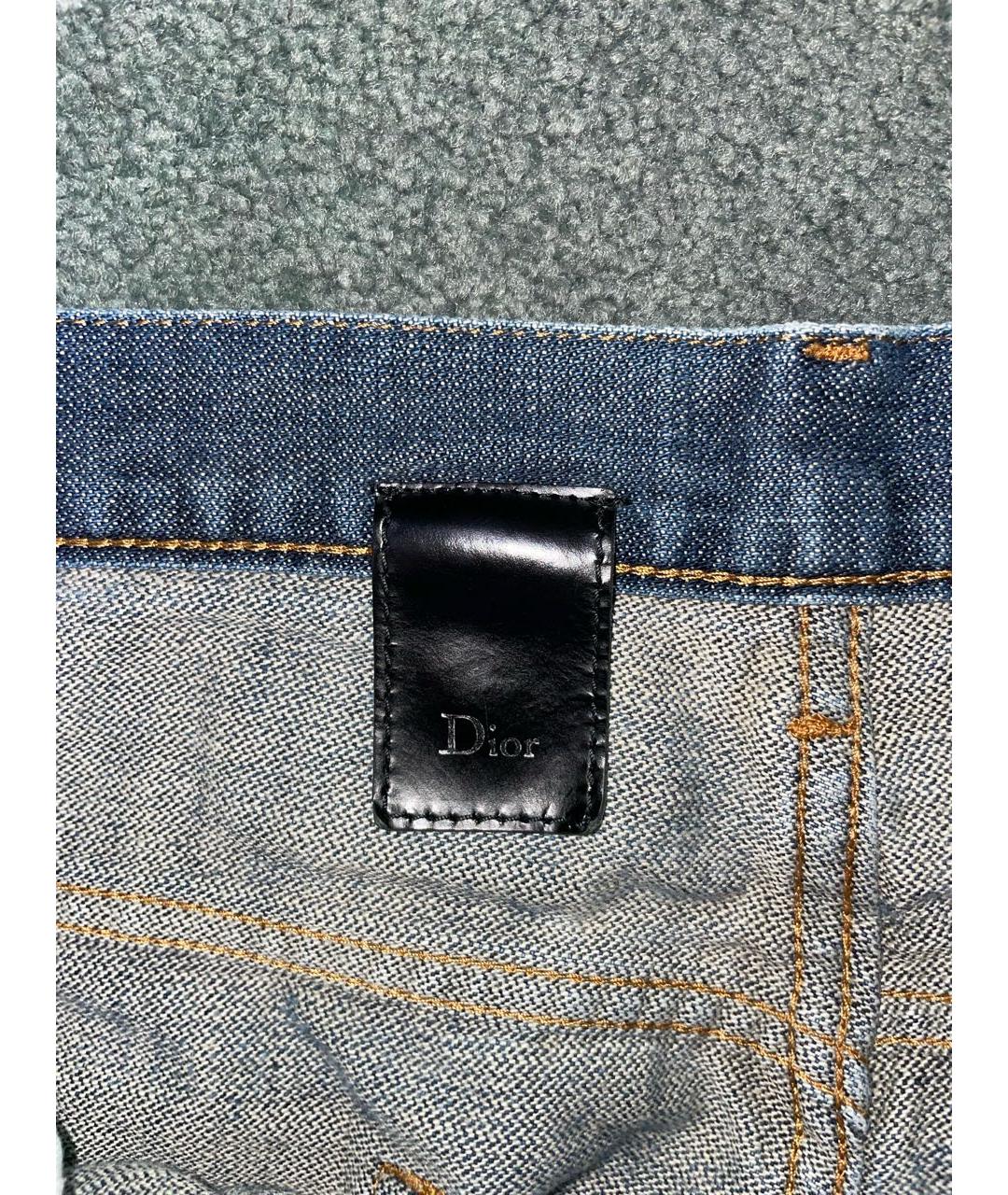 DIOR HOMME Темно-синие хлопковые прямые джинсы, фото 3