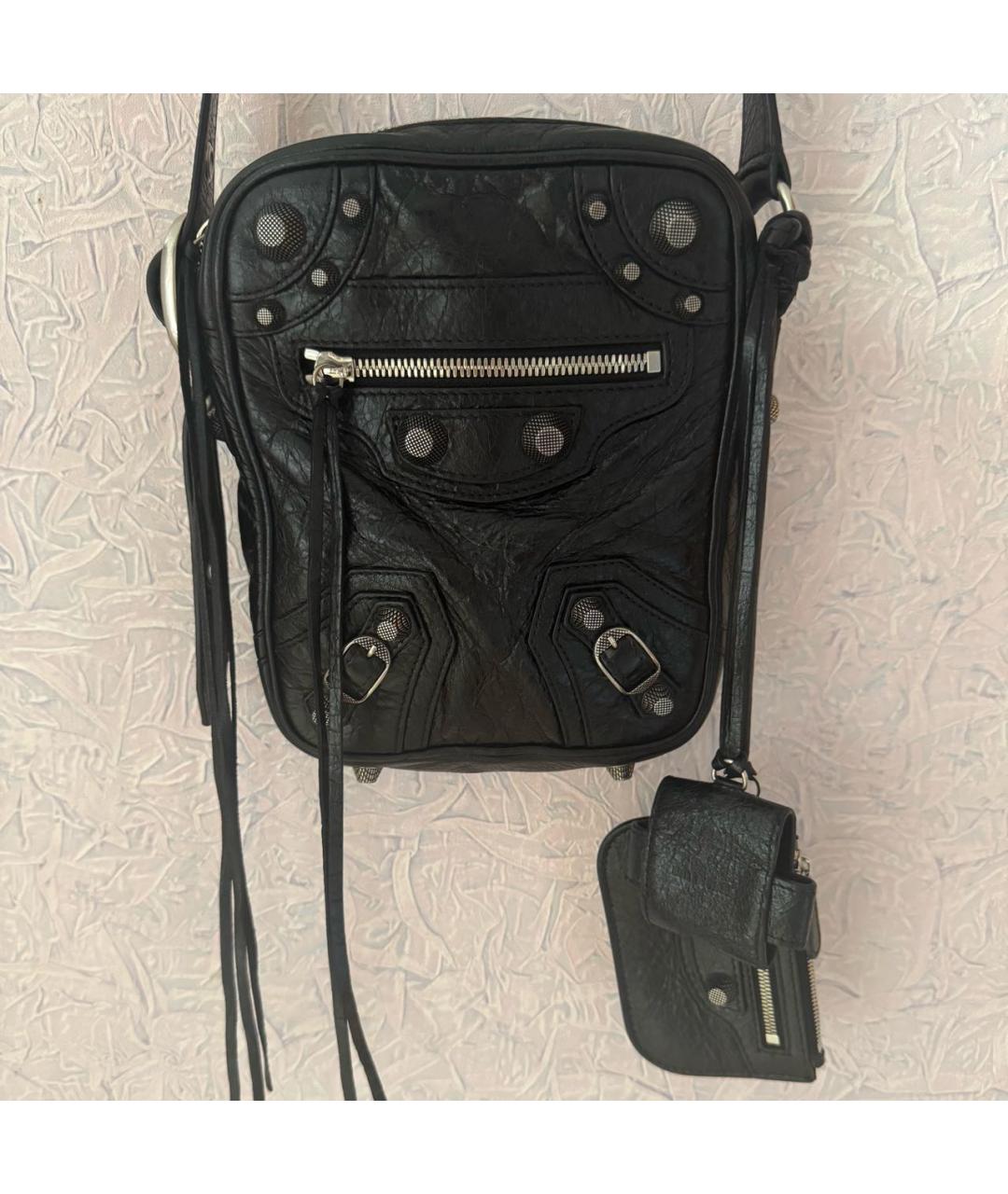 BALENCIAGA Черная сумка на плечо из лакированной кожи, фото 3