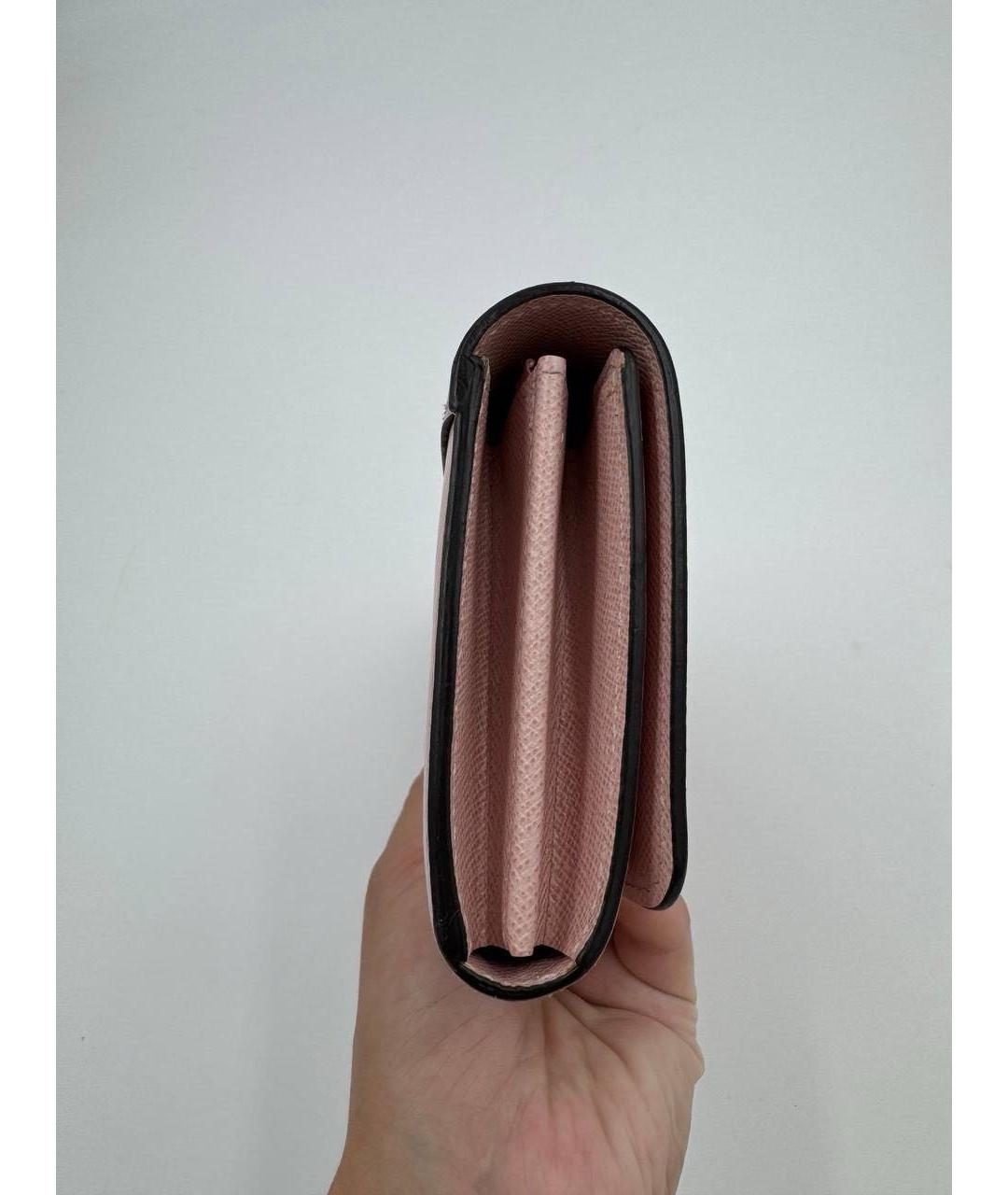 LOUIS VUITTON Розовый кожаный кошелек, фото 6