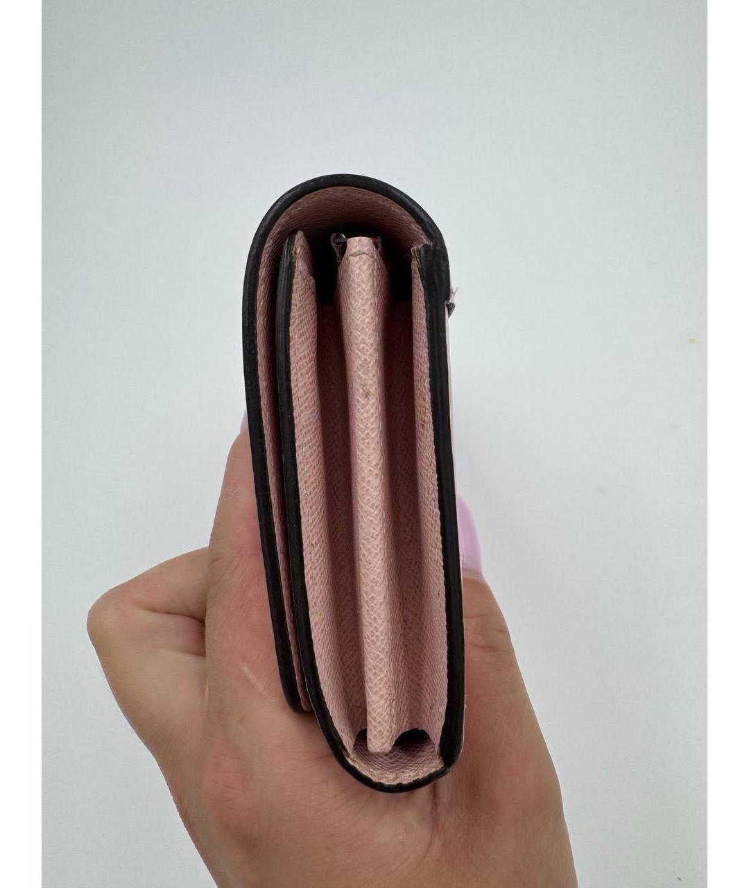 LOUIS VUITTON Розовый кожаный кошелек, фото 7