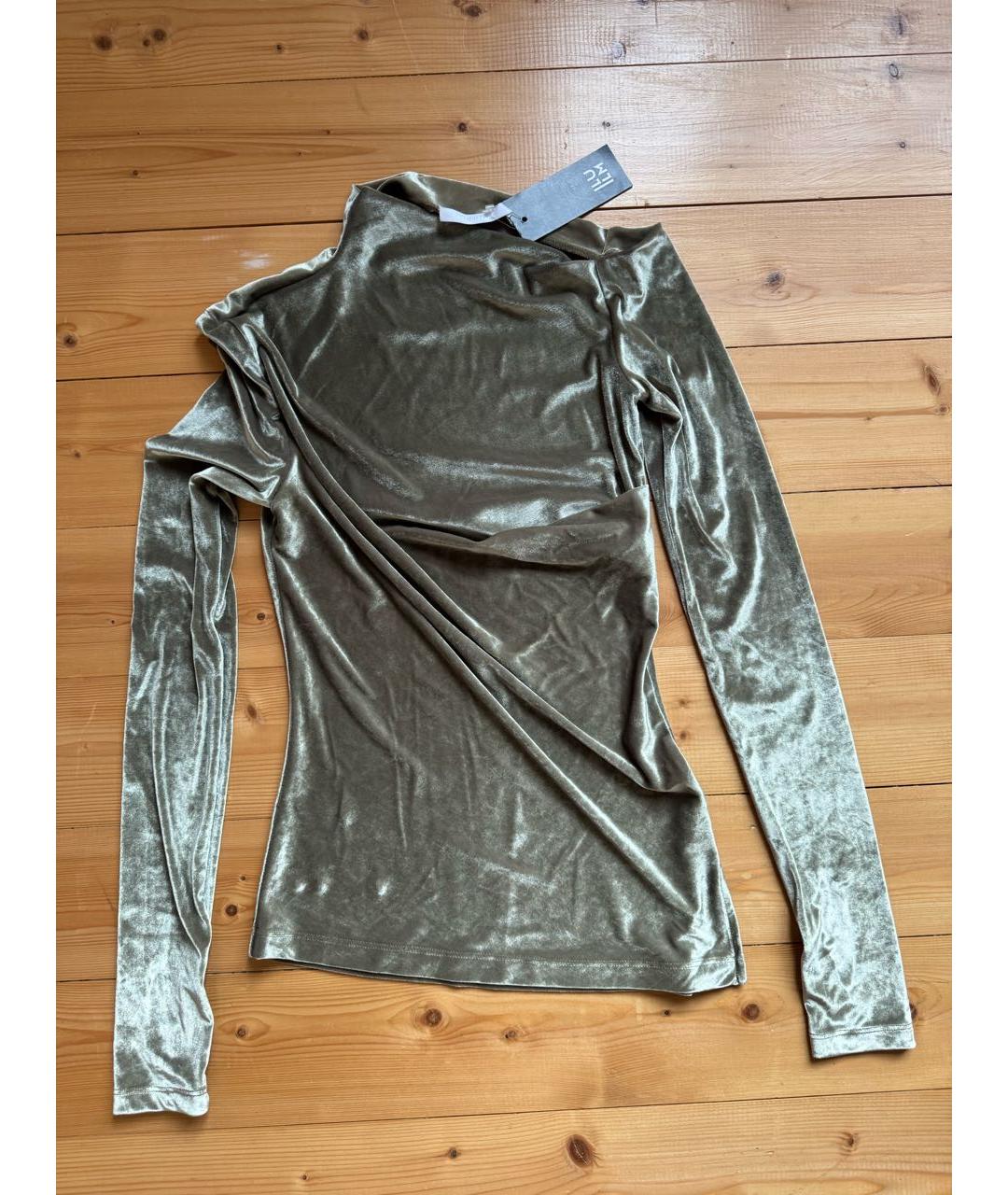 HELMUT LANG Хаки велюровая блузы, фото 3