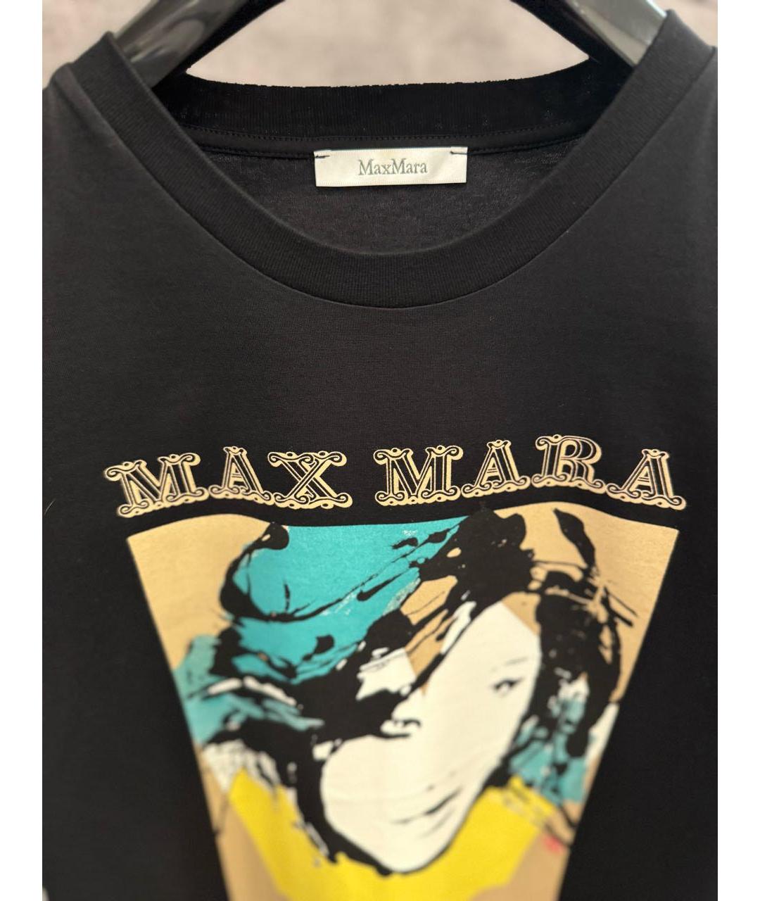 'S MAX MARA Черная хлопковая футболка, фото 3